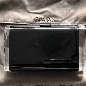 Edie Parker Black and Clear Acrylic Evening Clutch